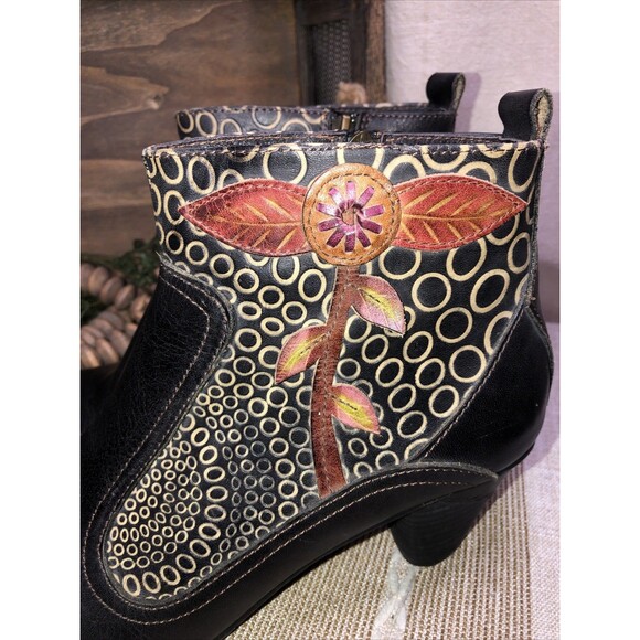 L'ARTISTE Spring Step Parfum Women’s Black Leather Ankle Boot Booties Size 10 - Picture 2 of 11